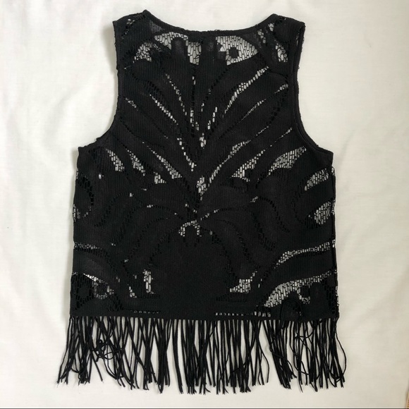 Dynamite woman’s festival black lace fringe crop top brand new with tag size XS - Picture 11 of 12